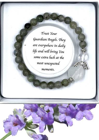 Labradorite Crystal Heart Guardian Angel Bracelet